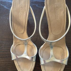 Jil Sander Silver Metallic Leather Women’s Sandals